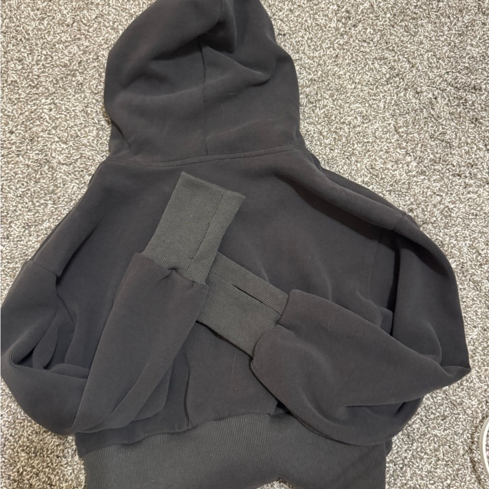 Charcoal/grey Cropped Hoodie - Picture 4 of 5
